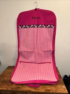 Pink 'Dance' Garment Bag with Heart Trim